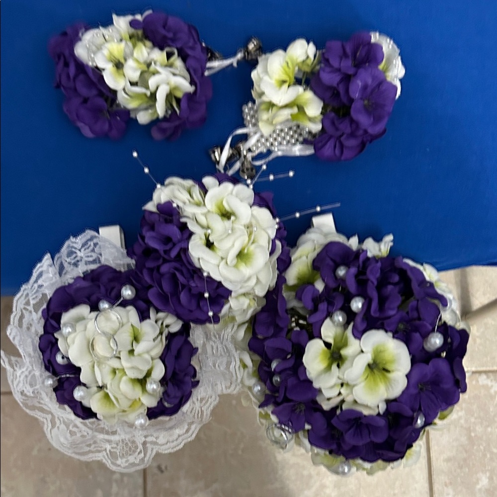 Elegant Purple and White Floral Hair Accessories